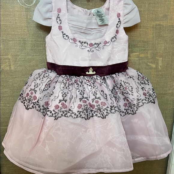 🎀Disney Princess Aurora/ Sleeping Beauty Pink Floral Embroidered Party Dress - Picture 9 of 10
